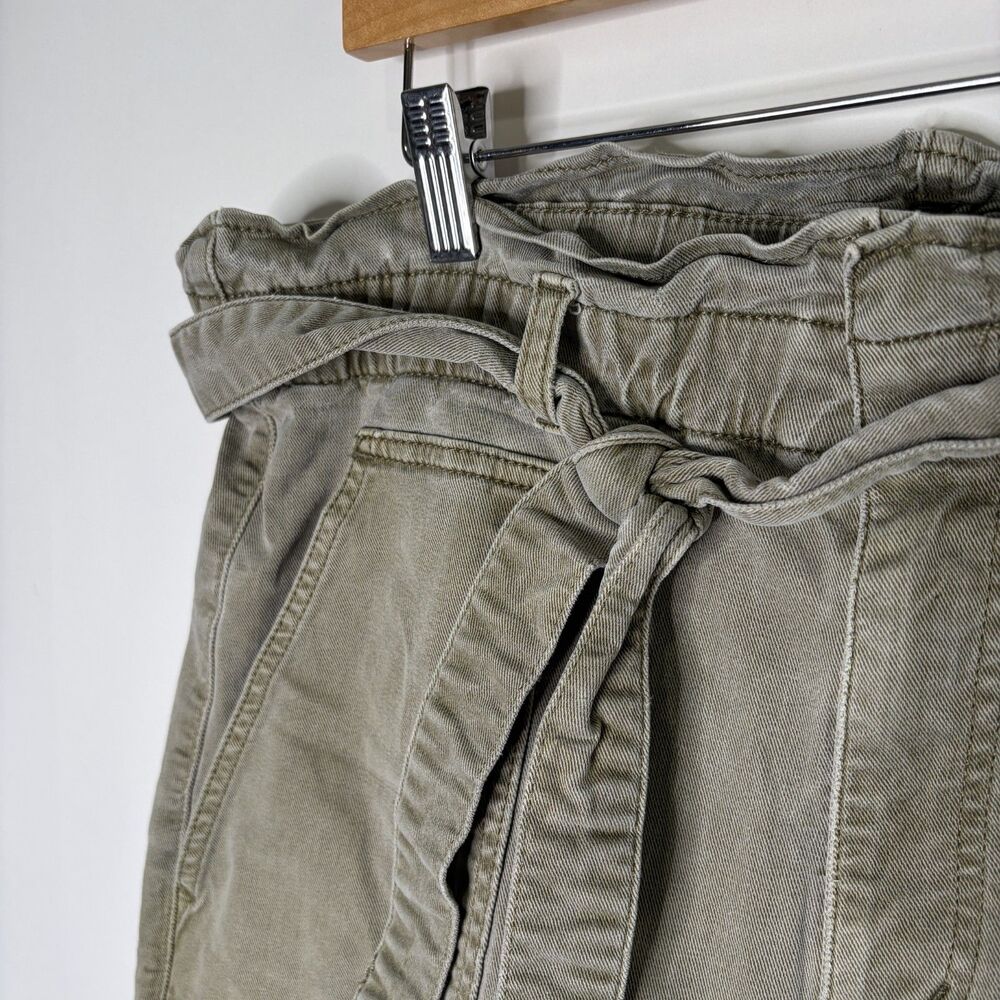 Loft Shorts Paperbag High Rise Olive Green Tie Waist Cinched Women Size Large - Picture 3 of 6